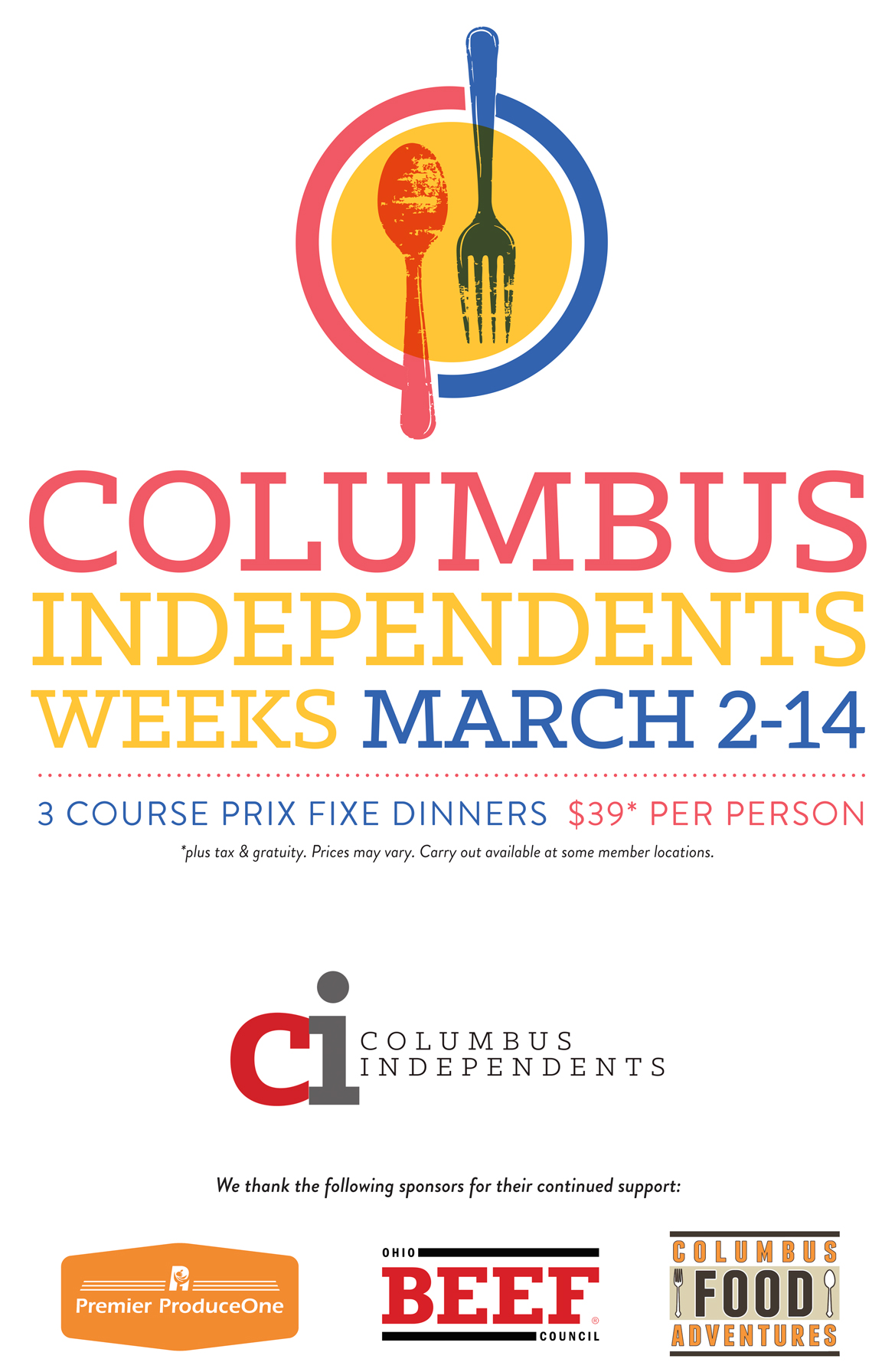 Columbus Independents Weeks - March 2-14 - $39 prix fixe three course dinners