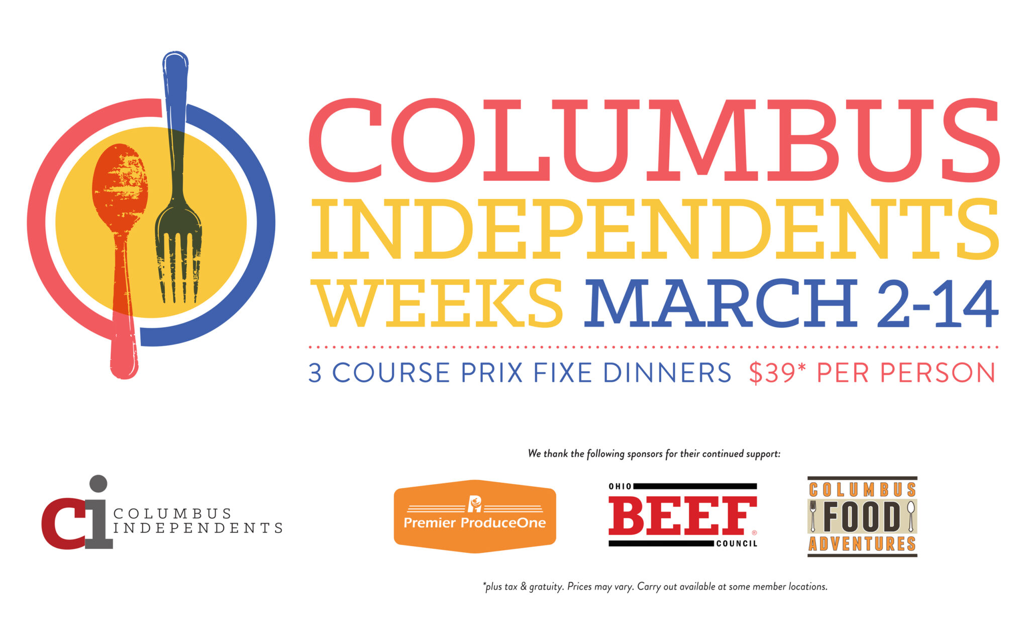 Columbus Independents Weeks - March 2-14 - $39 prix fixe three course dinners